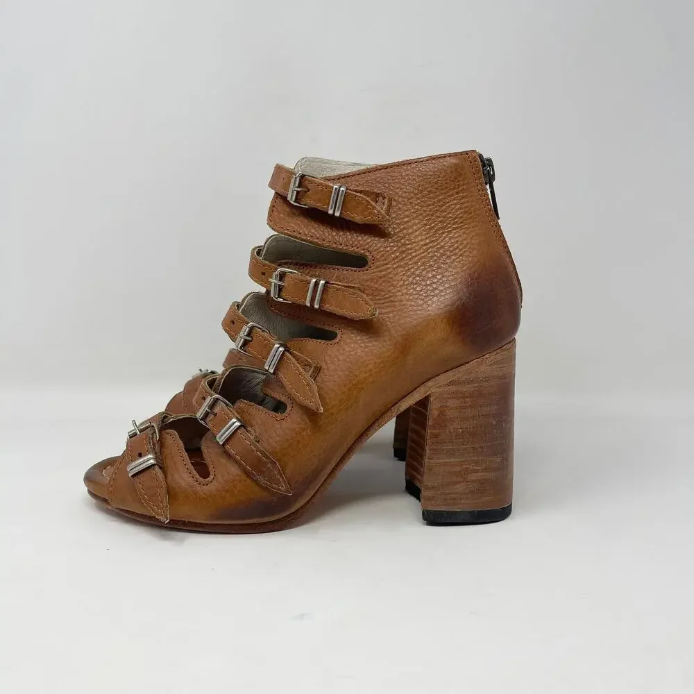 Freebird Steven Topaz Gladiator‎ Sandal Womens 7 Brown Leather Heel Boho Western